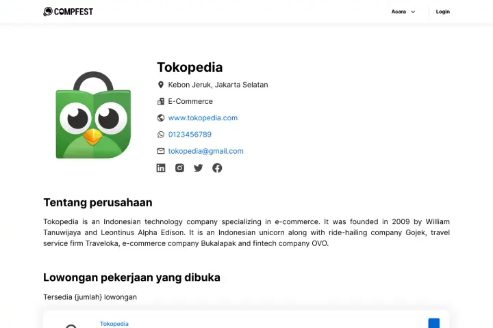 COMPFEST, Company Details Feature