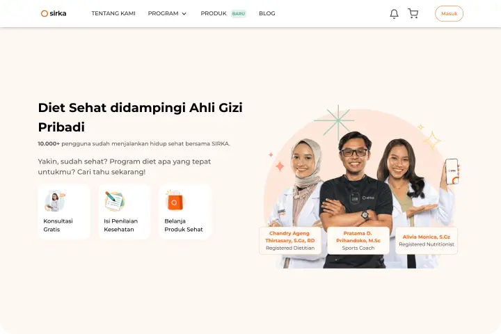 Sirka, Landing Page