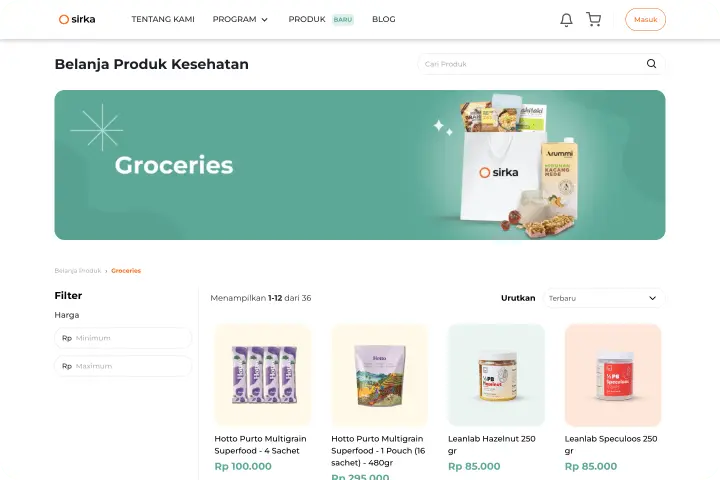 Sirka, Product List Feature